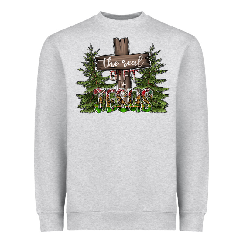 The Real Gift Is Jesus Heavyweight Sweatshirt by CowhideDigitalArt | Teevron