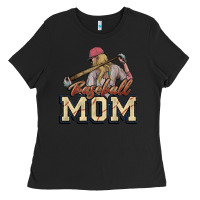 Black Baseball Mom Ladies Tee - NancyCooperArtShop