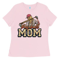 Bubblegum Pink Baseball Mom Ladies Tee - NancyCooperArtShop