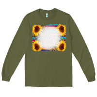 Army Green Serape Bleached Sunflowers Leopard Background Long Sleeve Tee - CowCowDesign