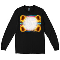 Black Serape Bleached Sunflowers Leopard Background Long Sleeve Tee - CowCowDesign