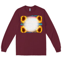 Burgundy Serape Bleached Sunflowers Leopard Background Long Sleeve Tee - CowCowDesign