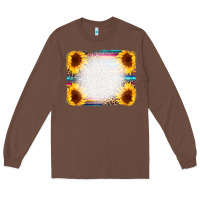 Chestnut Serape Bleached Sunflowers Leopard Background Long Sleeve Tee - CowCowDesign