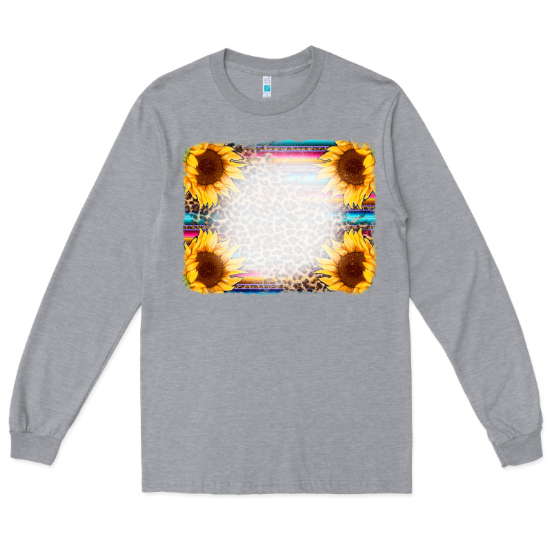 Serape Bleached Sunflowers Leopard Background Long Sleeve Tee by CowCowDesign | Teevron