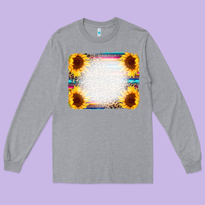 Serape Bleached Sunflowers Leopard Background Long Sleeve Tee Designed By Cowcowdesign