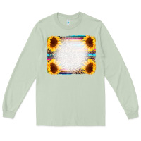 Matcha Serape Bleached Sunflowers Leopard Background Long Sleeve Tee - CowCowDesign