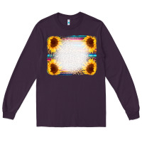 Plum Serape Bleached Sunflowers Leopard Background Long Sleeve Tee - CowCowDesign