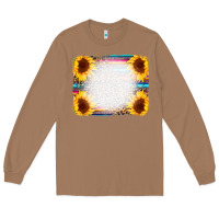 Toasted Coconut Serape Bleached Sunflowers Leopard Background Long Sleeve Tee - CowCowDesign