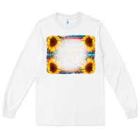 White Serape Bleached Sunflowers Leopard Background Long Sleeve Tee - CowCowDesign