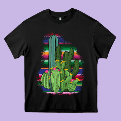 Western Serape Cactus Heavy Core Tee Designed By Bettercallsaul