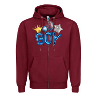 Burgundy Birthday Boy Balloon Zipper Hoodie - Artiststas