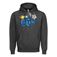 Charcoal Heather Birthday Boy Balloon Zipper Hoodie - Artiststas