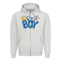 Dove Grey Birthday Boy Balloon Zipper Hoodie - Artiststas