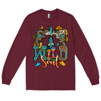 Burgundy western wild soul Long Sleeve Tee - OliviaCreatesArt