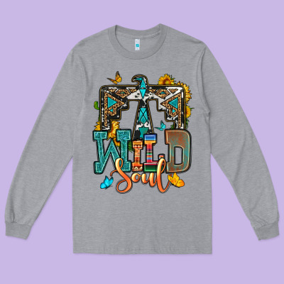 Western Wild Soul Long Sleeve Tee Designed By Oliviacreatesart
