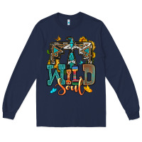 Navy western wild soul Long Sleeve Tee - OliviaCreatesArt