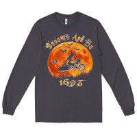 Smoke Halloween Witch On Motorcycle Cat & Moon Salem Witch Trials Premium Long Sleeve Tee - trangStudio