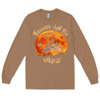 Toasted Coconut Halloween Witch On Motorcycle Cat & Moon Salem Witch Trials Premium Long Sleeve Tee - trangStudio