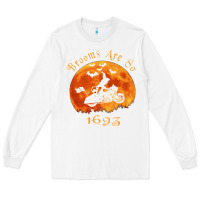 White Halloween Witch On Motorcycle Cat & Moon Salem Witch Trials Premium Long Sleeve Tee - trangStudio