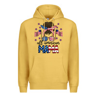 Antique Gold All American Mama Messy Buny Premium Hoodie - CowhideDigitalArt