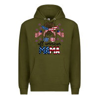 Army Green All American Mama Messy Buny Premium Hoodie - CowhideDigitalArt