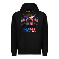 Black All American Mama Messy Buny Premium Hoodie - CowhideDigitalArt