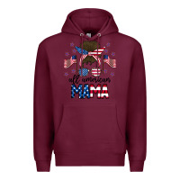 Burgundy All American Mama Messy Buny Premium Hoodie - CowhideDigitalArt