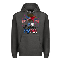 Charcoal Heather All American Mama Messy Buny Premium Hoodie - CowhideDigitalArt