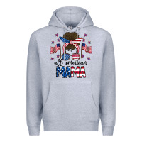 Heather Grey All American Mama Messy Buny Premium Hoodie - CowhideDigitalArt