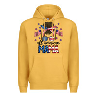 Mustard All American Mama Messy Buny Premium Hoodie - CowhideDigitalArt
