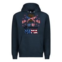 Navy All American Mama Messy Buny Premium Hoodie - CowhideDigitalArt