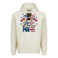 Oatmeal Heather All American Mama Messy Buny Premium Hoodie - CowhideDigitalArt