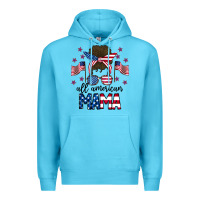 Ocean Blue All American Mama Messy Buny Premium Hoodie - CowhideDigitalArt