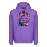 Purple All American Mama Messy Buny Premium Hoodie - CowhideDigitalArt