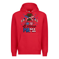 Red All American Mama Messy Buny Premium Hoodie - CowhideDigitalArt