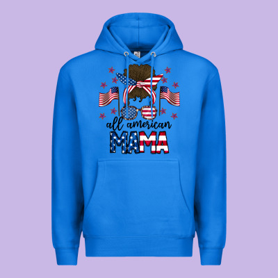 All American Mama Messy Buny Premium Hoodie Designed By Cowhidedigitalart