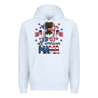White All American Mama Messy Buny Premium Hoodie - CowhideDigitalArt