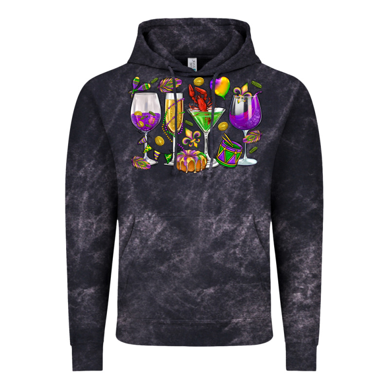 Mardi Gras Wine Glasses Vintage Hoodie by HowdyJamesFarm | Teevron