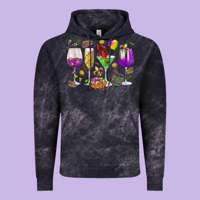 Mardi Gras Wine Glasses Vintage Hoodie Designed By Howdyjamesfarm