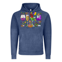 Vintage Denim Mardi Gras wine glasses Vintage Hoodie - HowdyJamesFarm
