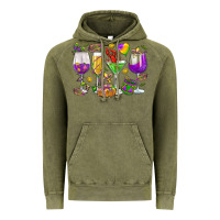 Vintage Olive Mardi Gras wine glasses Vintage Hoodie - HowdyJamesFarm