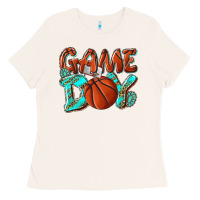 Bone Game day leopard basketball Ladies Tee - NancyCooperArtShop