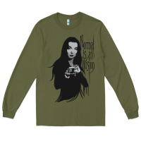 Army Green Normal Is An Illusion - Morticia Addams Long Sleeve Tee - trangStudio
