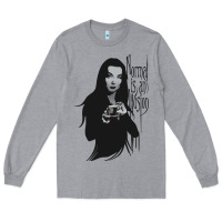 Heather Grey Normal Is An Illusion - Morticia Addams Long Sleeve Tee - trangStudio