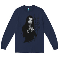 Navy Normal Is An Illusion - Morticia Addams Long Sleeve Tee - trangStudio