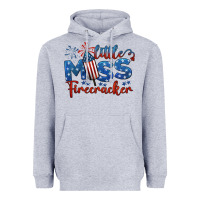 Heather Grey little miss firecracker 4th of july Heavyweight Hoodie - BarkalooDesign