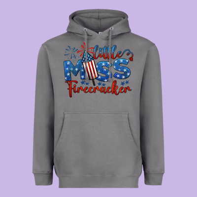 Little Miss Firecracker 4th Of July Heavyweight Hoodie Designed By Barkaloodesign