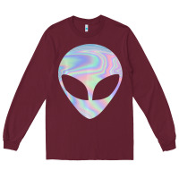 Burgundy Alien Head Colorful Laser Ufo Sighting Believe Area 51 Long Sleeve Tee - trangStudio