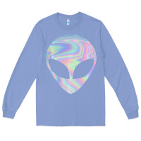 Colony Blue Alien Head Colorful Laser Ufo Sighting Believe Area 51 Long Sleeve Tee - trangStudio
