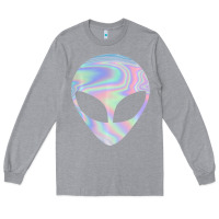 Heather Grey Alien Head Colorful Laser Ufo Sighting Believe Area 51 Long Sleeve Tee - trangStudio